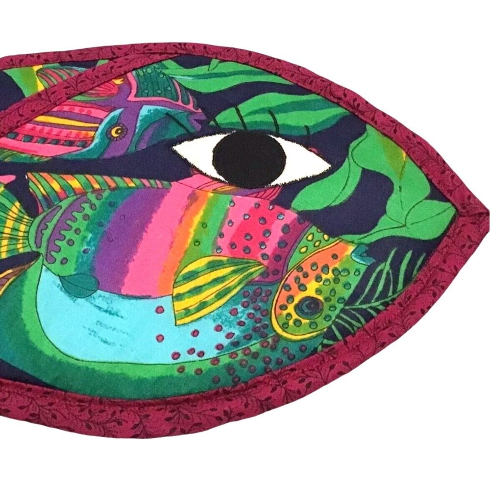 Tropical Fish Oven Mitt Unique Kitchen 16" Beachhouse Fisherman Boho Hang Loop